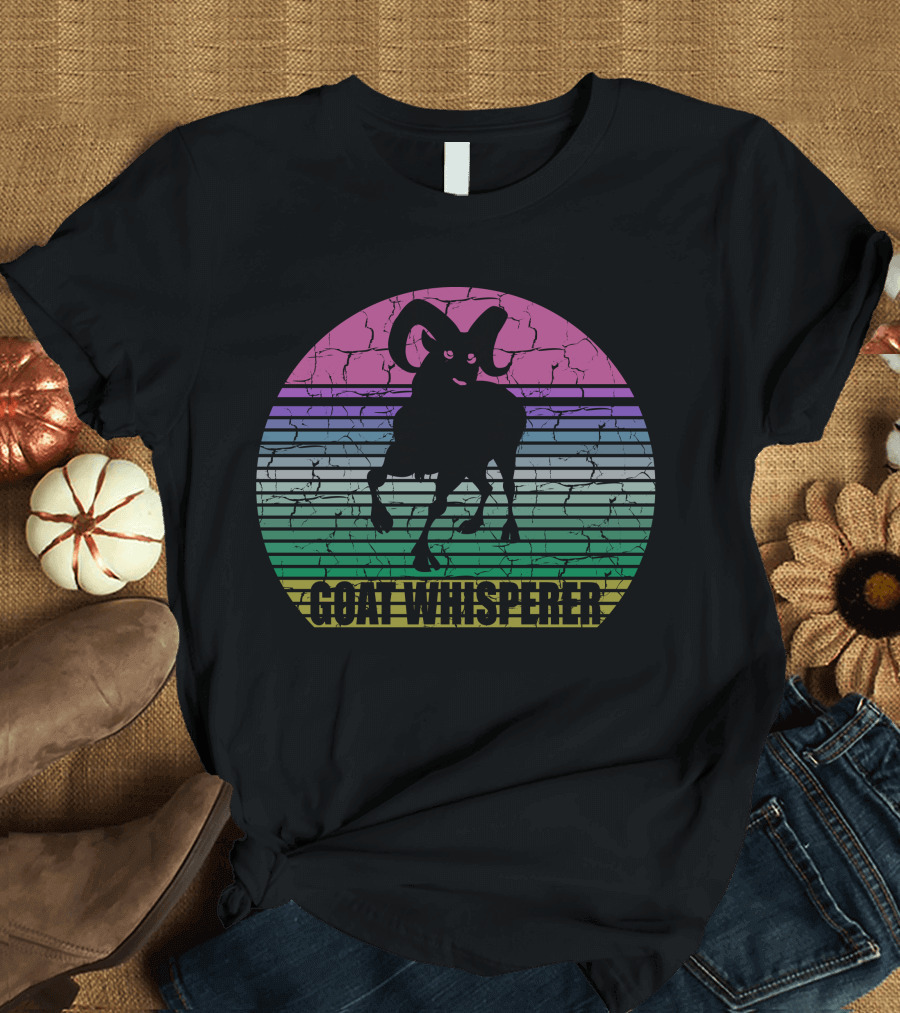 GOAT WHISPERER Retro Stripes Vintage Goat T-Shirt
