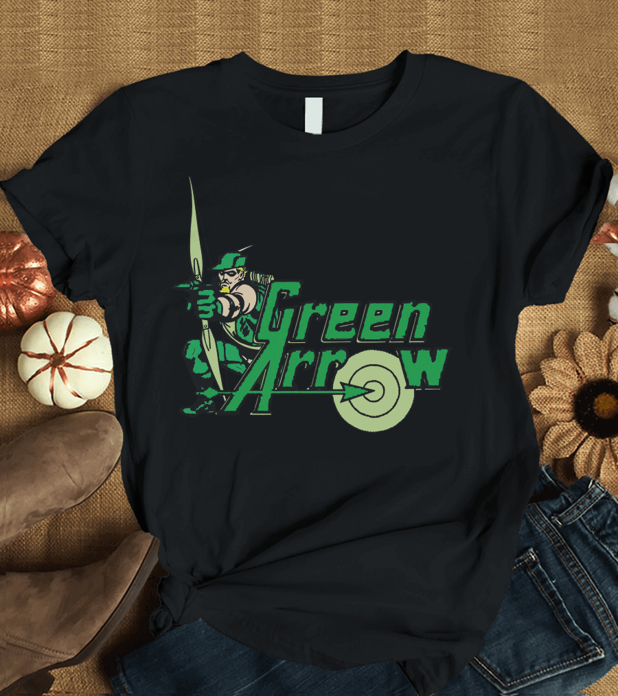 Green Arrow Character Logo with Bow and Target T-Shirt