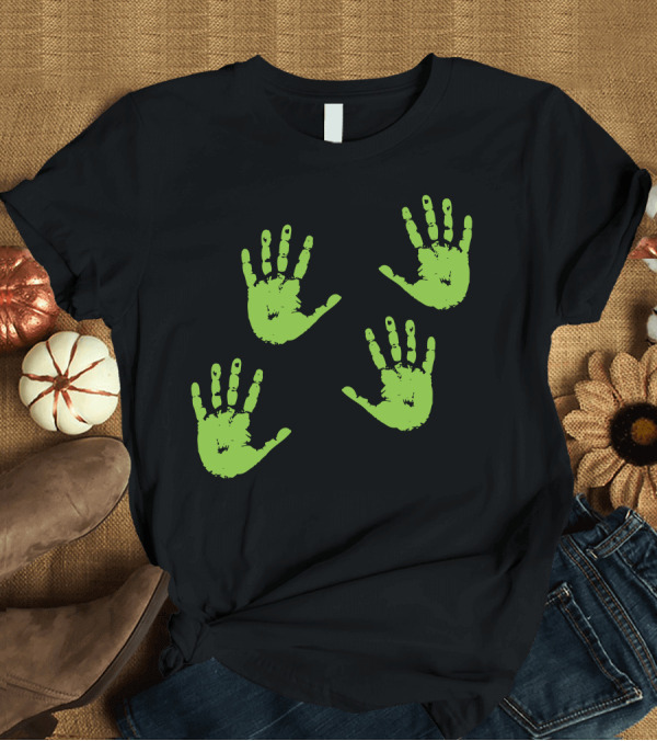 T-Shirt: Handprints Green Neon T-Shirt Handprints Green Neon T-Shirt
