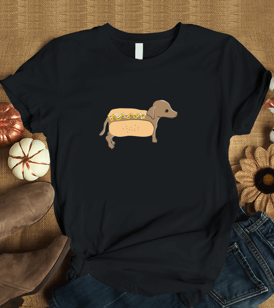 Hot Dog Sandwich Dog in Bun with Mustard T-Shirt
