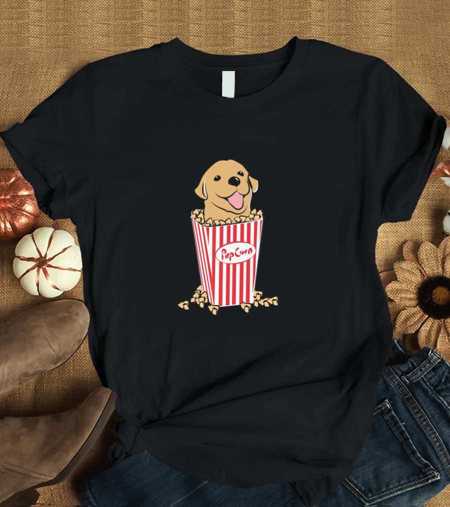 Popcorn Dog in Striped Box with Happy Face T-Shirt