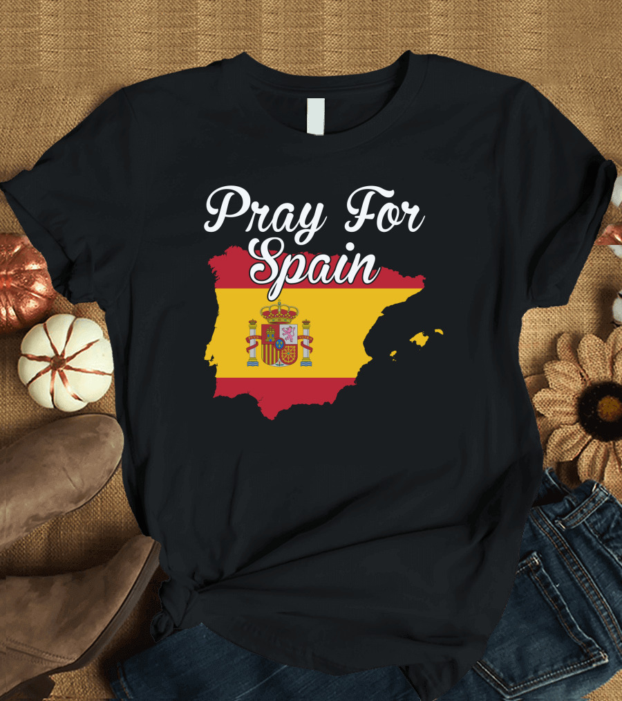Pray For Spain Spanish Flag Emblem T-Shirt