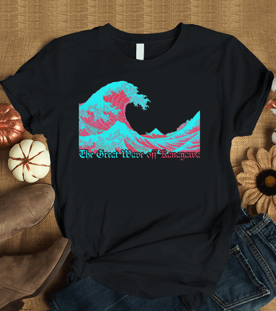 The Great Wave Off Kanagawa Psychedelic Abstract Print T-Shirt