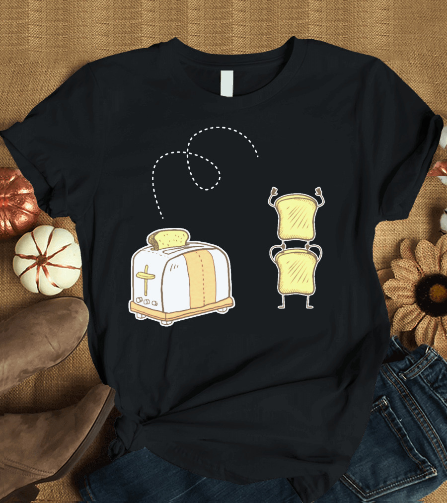 Toaster Jump Meme Flying Bread Slice and Happy Toast Duo T-Shirt