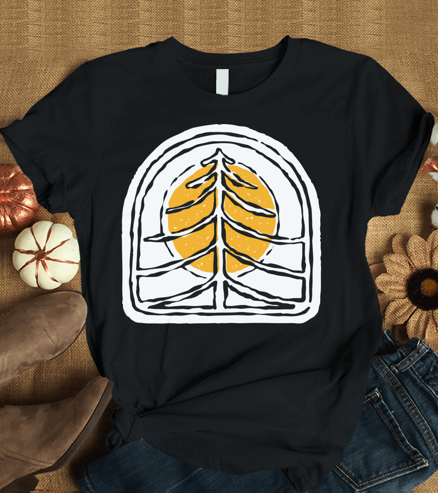 Tree And Sun Vintage Aesthetic Naturist T-Shirt