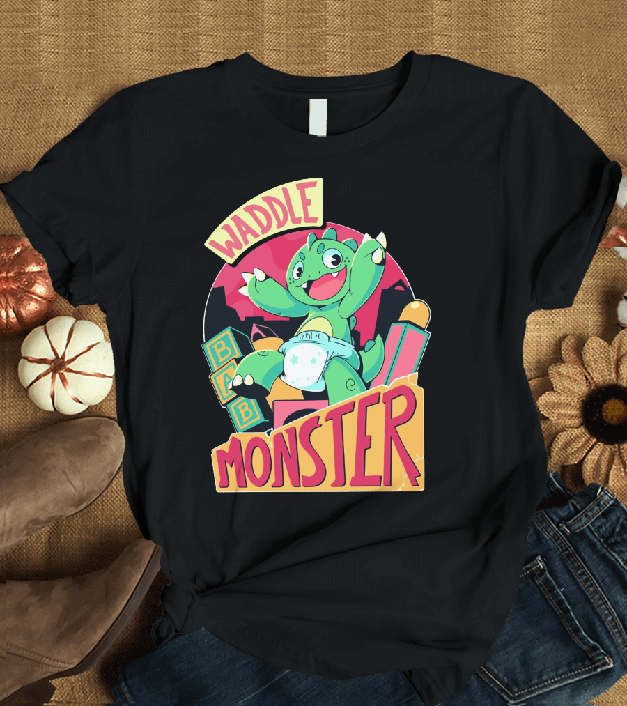 Waddle Monster Baby Blocks Diaper Fun T-Shirt