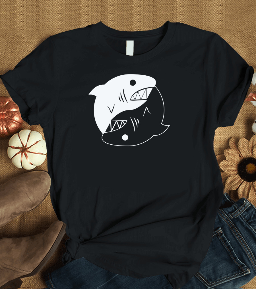 Yin Yang Shark Symbol Balanced Duality T-Shirt