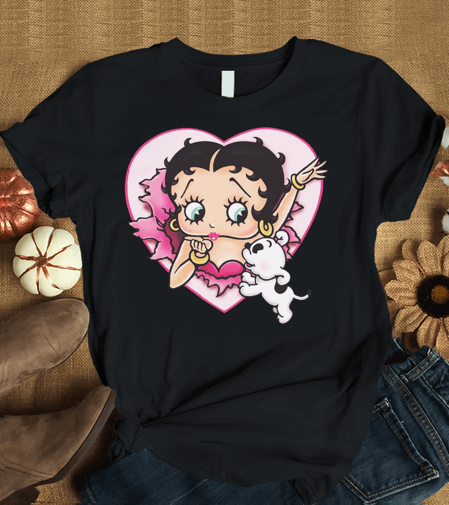 Betty Boop with Puppy and Heart Shape T-Shirt