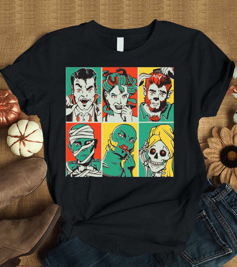 Vampire Zone Horror Monsters Collage T-Shirt