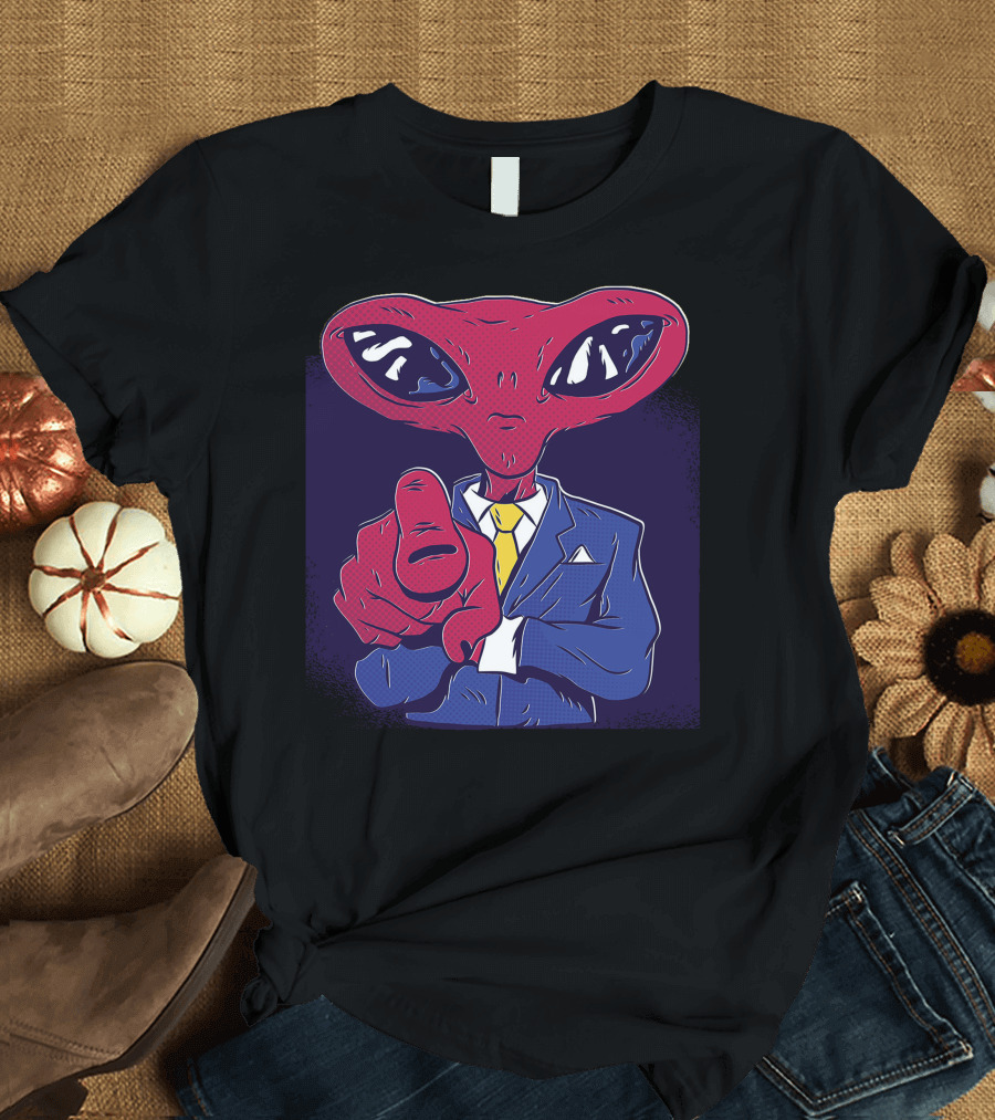 Alien Boss in Suit Pointing T-Shirt
