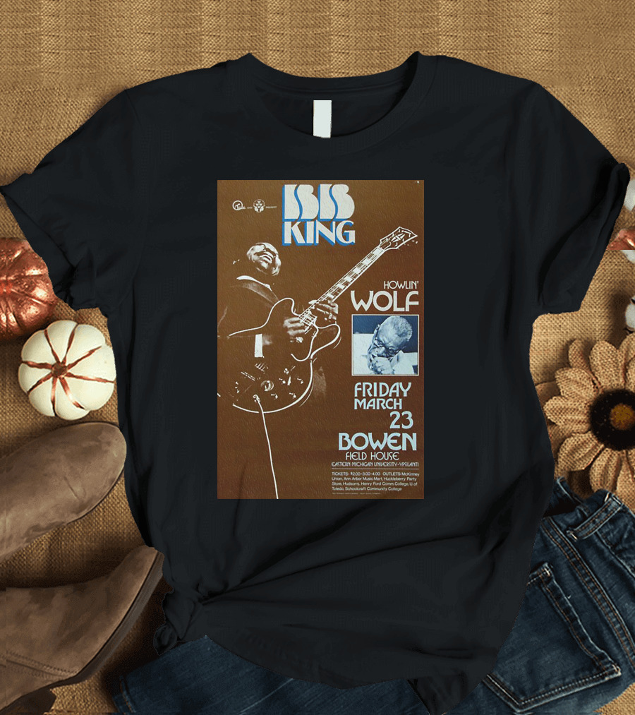 BB King Howlin' Wolf Friday March 23 Bowen Field House Concert T-Shirt