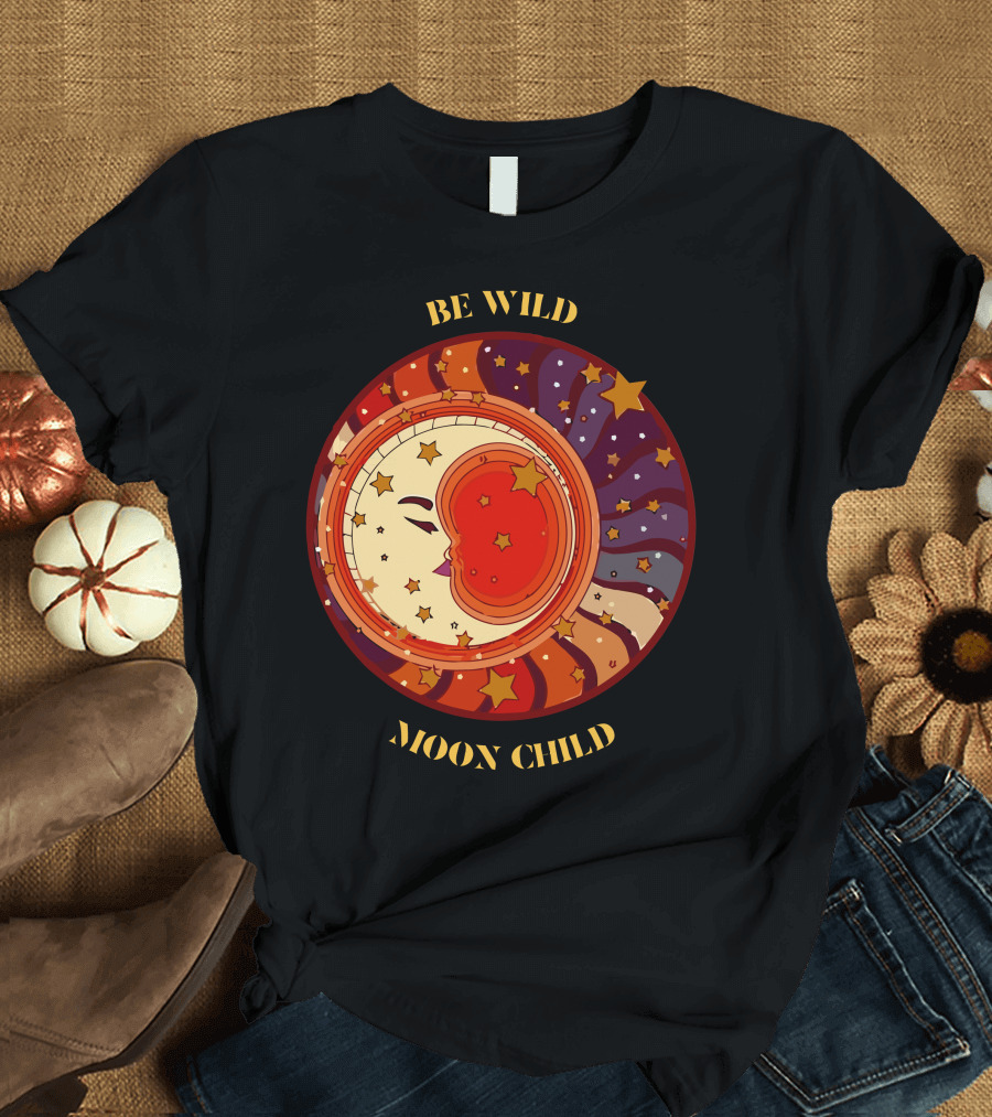 Be Wild Moon Child Celestial Starry Cosmic Face T-Shirt