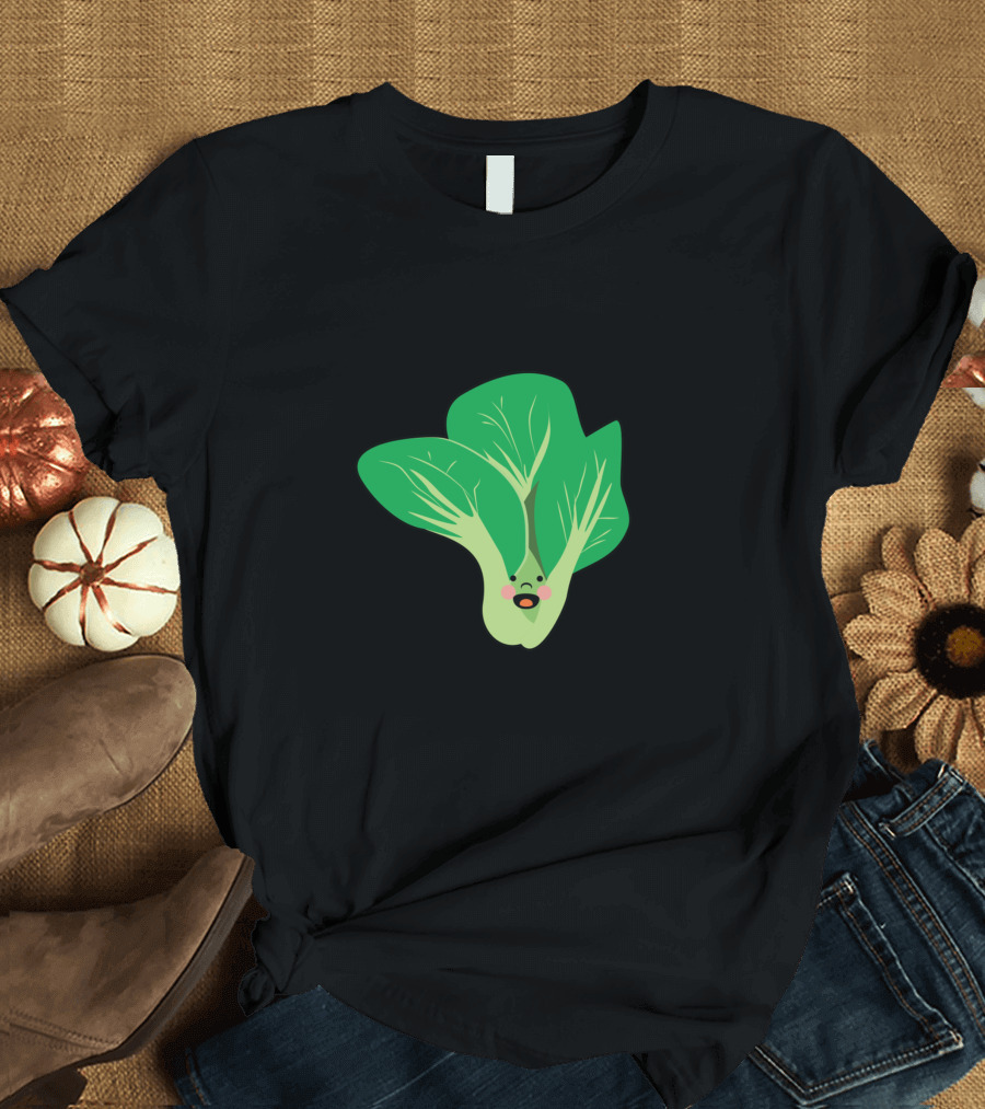 Cute Leafy Cabbage with Blushing Cheeks T-Shirt