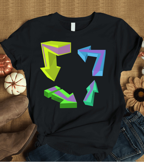 T-Shirt: Direction Arrows Multicolored 3D Geometric T-Shirt Direction Arrows Multicolored 3D Geometric T-Shirt