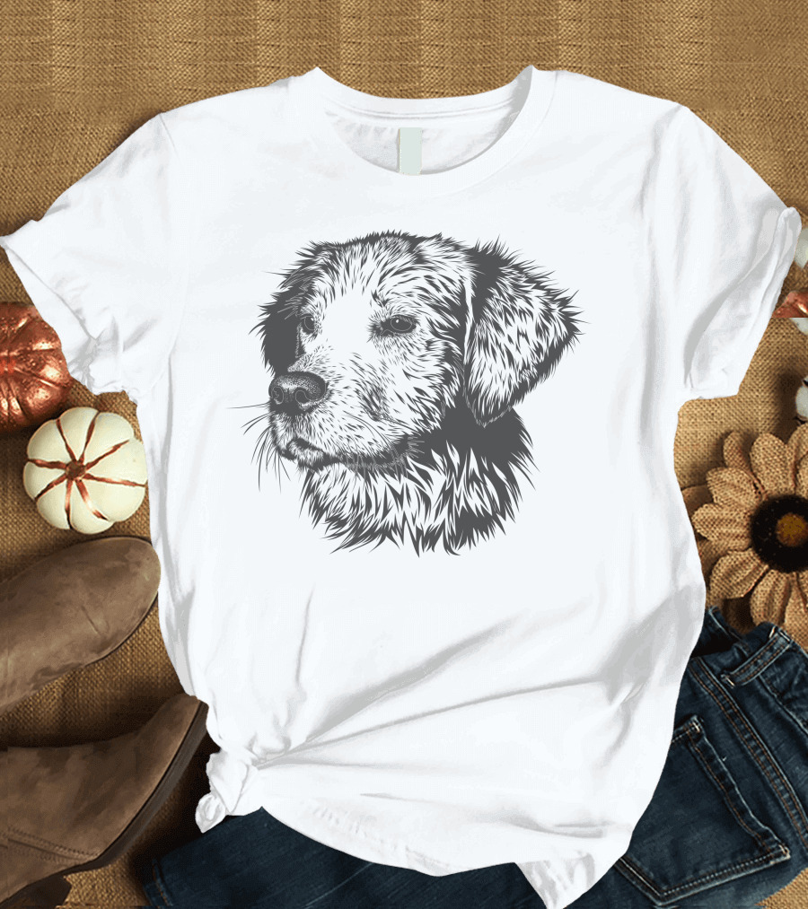 Dog Lover Detailed Canine Head Sketch T-Shirt