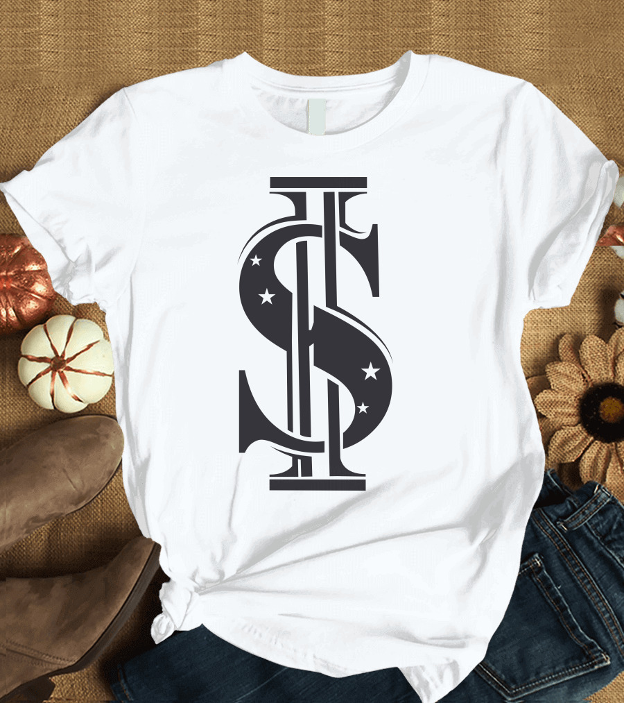 Dollar Sign Overlapping Stars T-Shirt