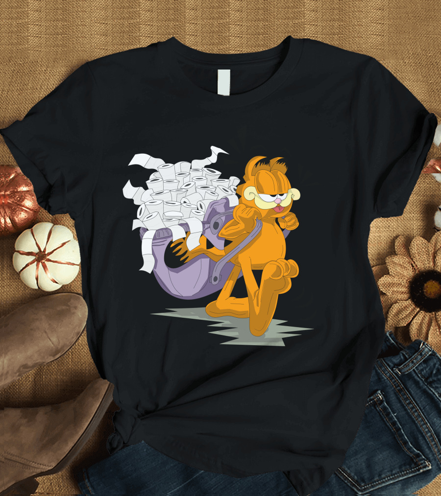 Garfield Laden with Toilet Paper Roll Riches T-Shirt