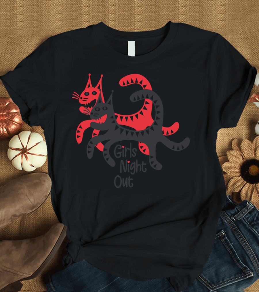 Girls Night Out Party Red Cat T-Shirt