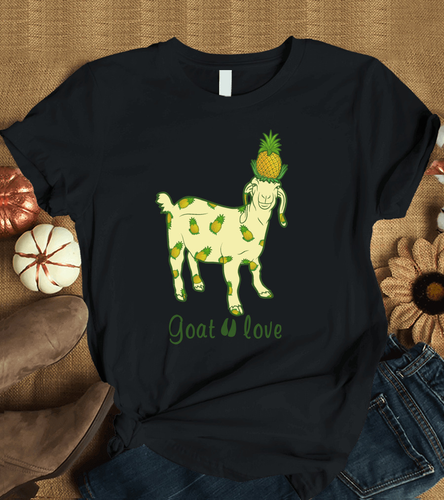 Goat Love Pineapple Motif with Pineapple-Covered Goat T-Shirt