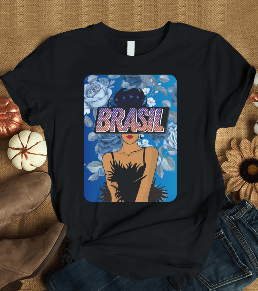 Mulher Roqueira Brasil Blue Roses Fashion T-Shirt