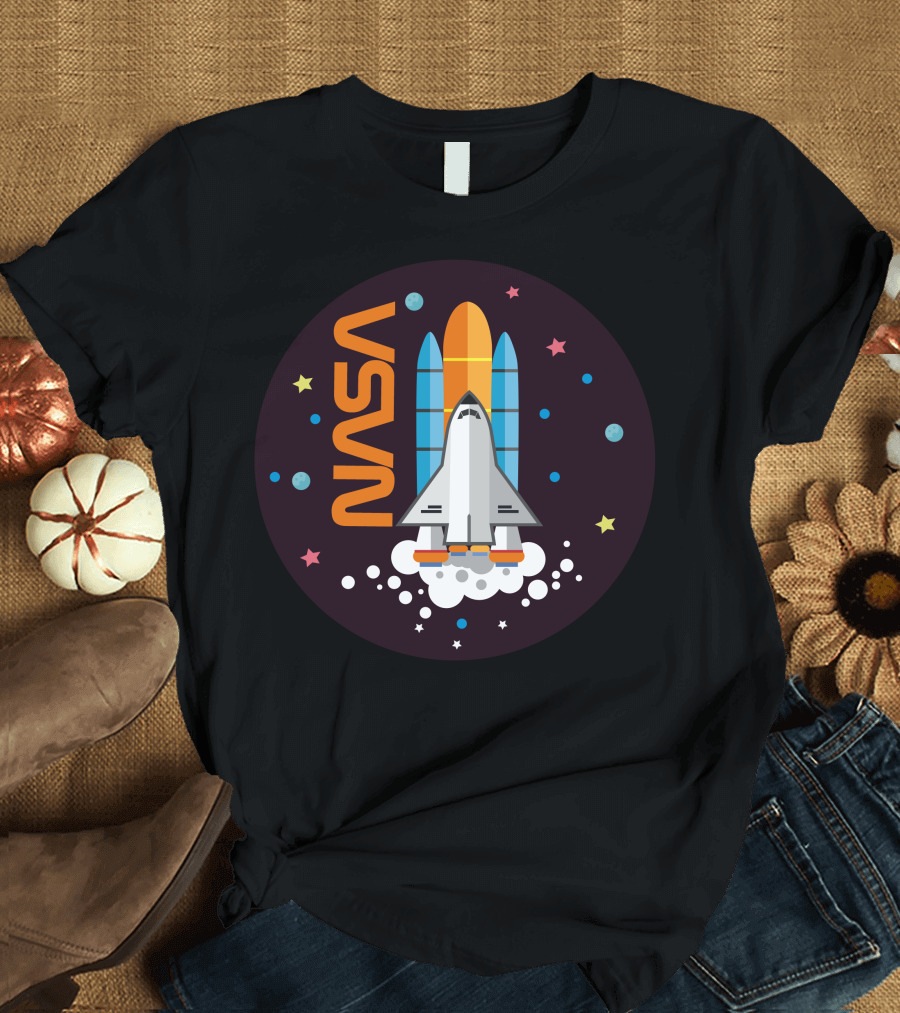 NASA Shuttle Launch with Rocket and Stars Elements T-Shirt