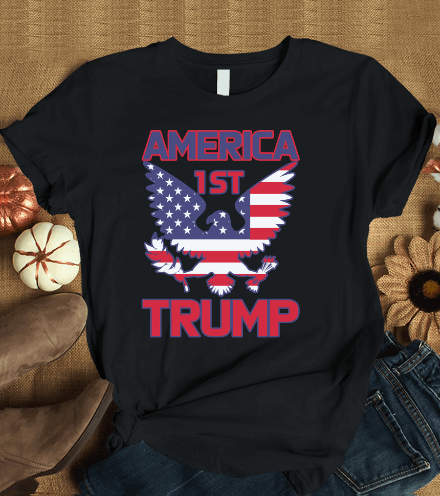 TRUMP AMERICA 1ST EAGLE FLAG COLORS T-Shirt