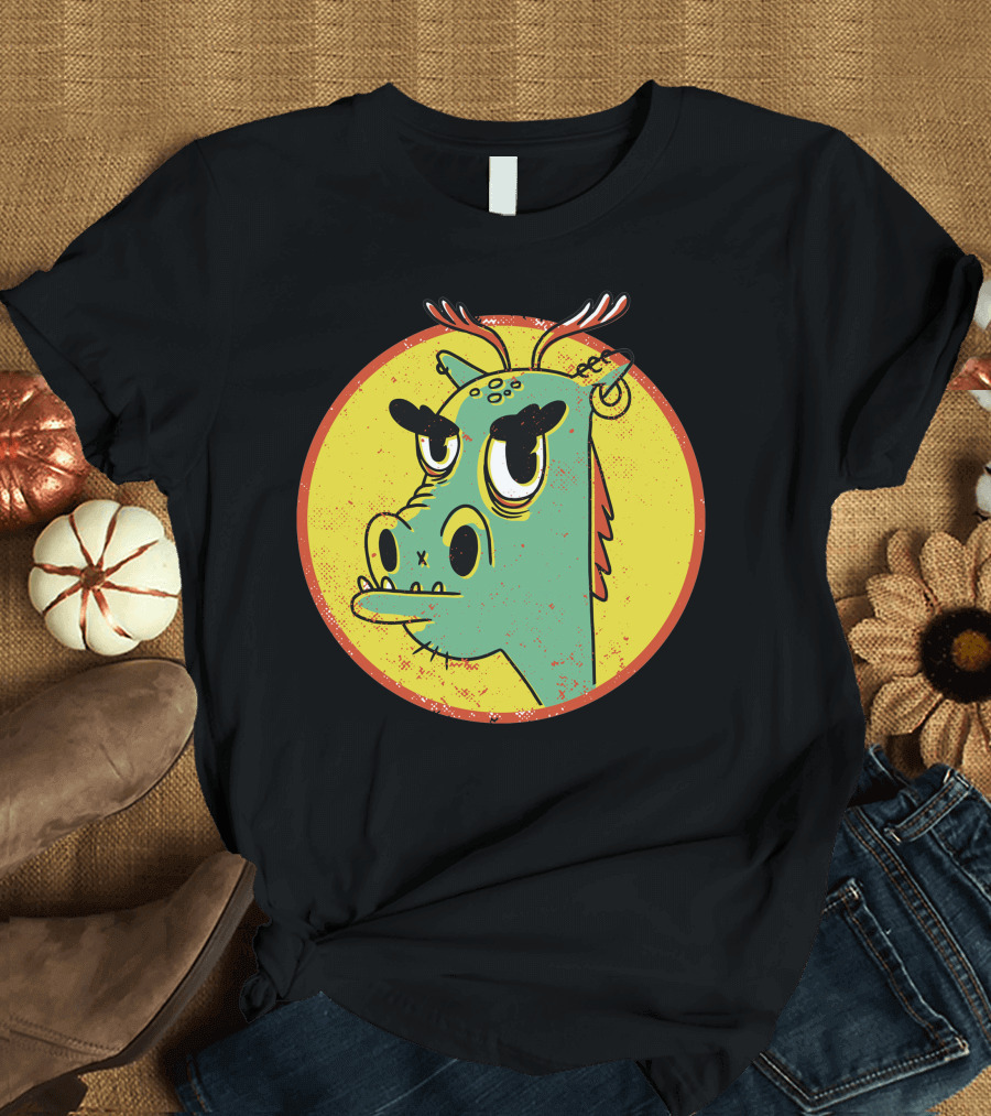 Cool Dragon Grumpy Cartoon Styled T-Shirt