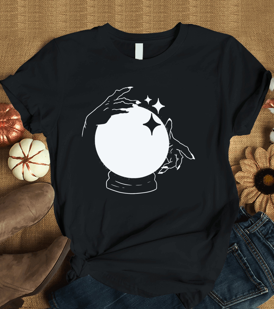 Crystal Ball Mystical Hands and Stars T-Shirt