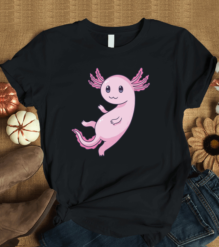 Cute Pink Axolotl Character T-Shirt