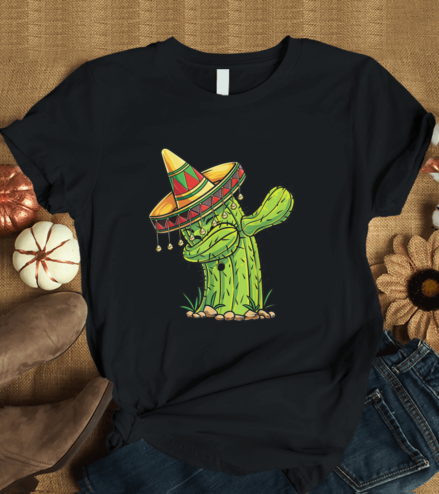 Dabbing Cactus with Sombrero T-Shirt
