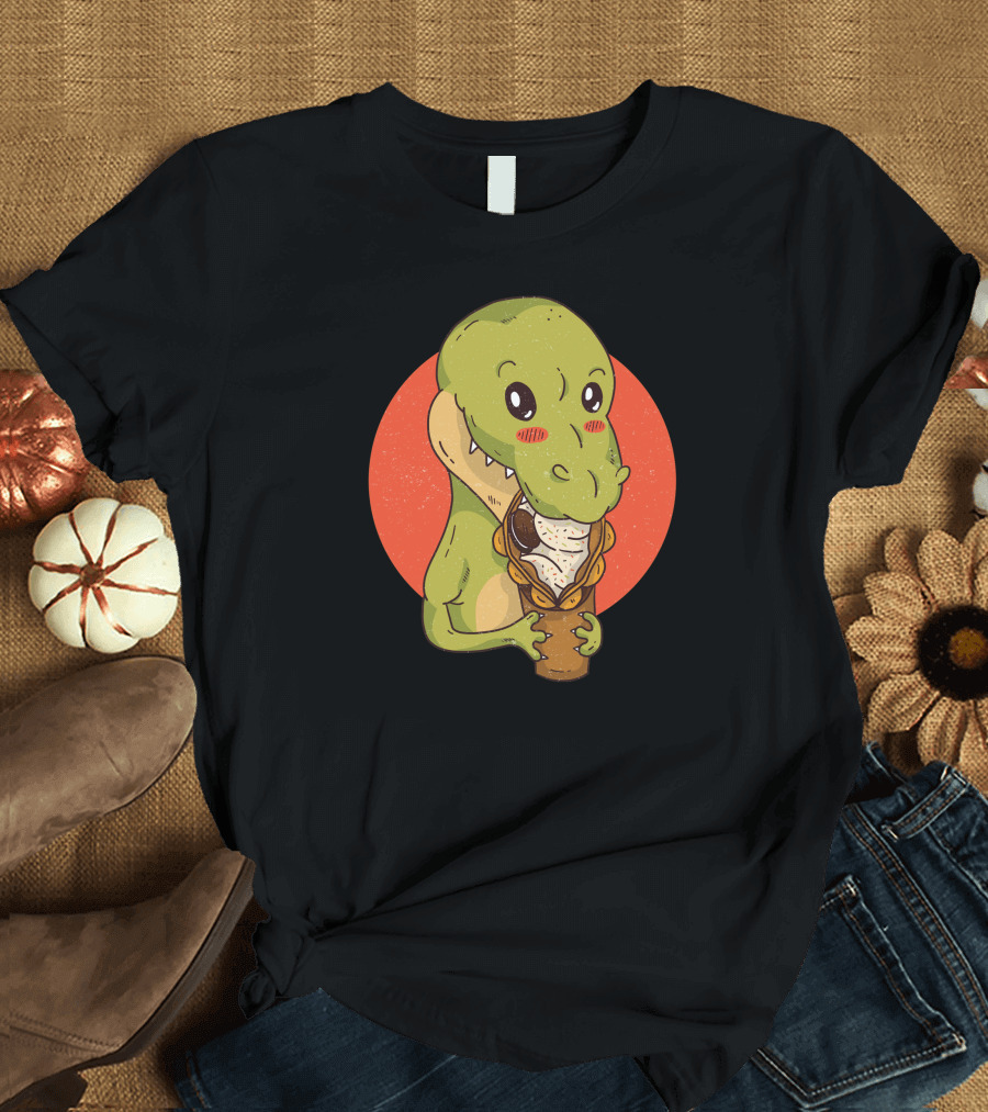 Dinosaur Snacking Ice Cream Cone Delight T-Shirt