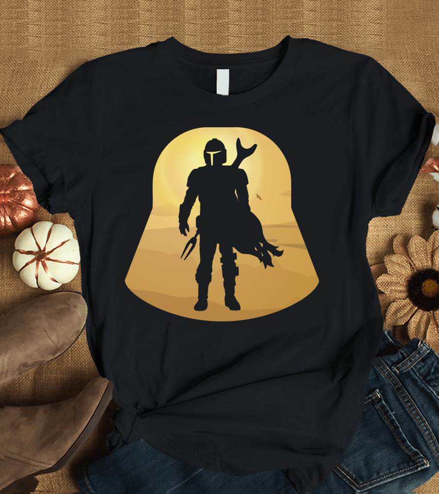 Mando Silhouette Desert Sunset Sky Adventure T-Shirt