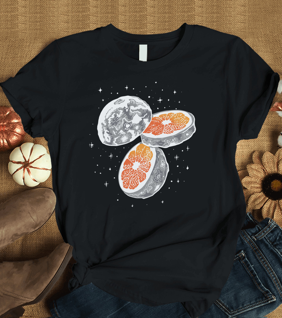 Moon Orange Cosmic Fruit Slices T-Shirt