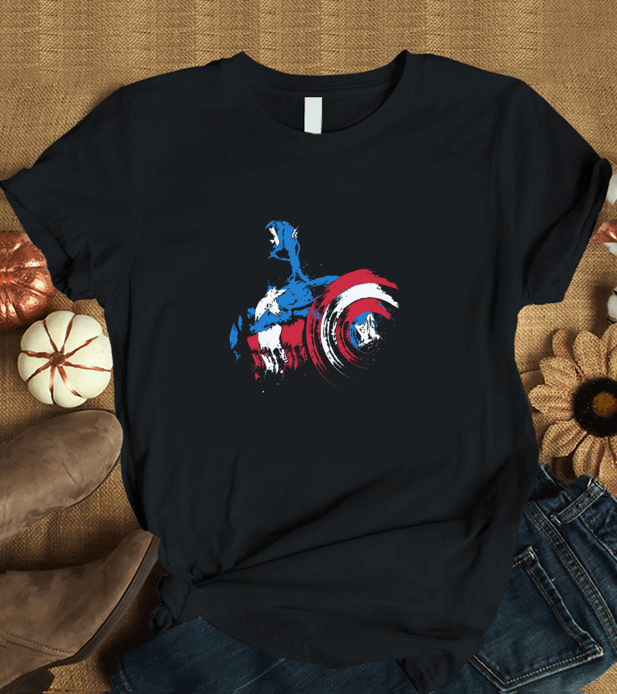 The Captain Is Coming Shield Graphic Marvel Hero T-Shirt