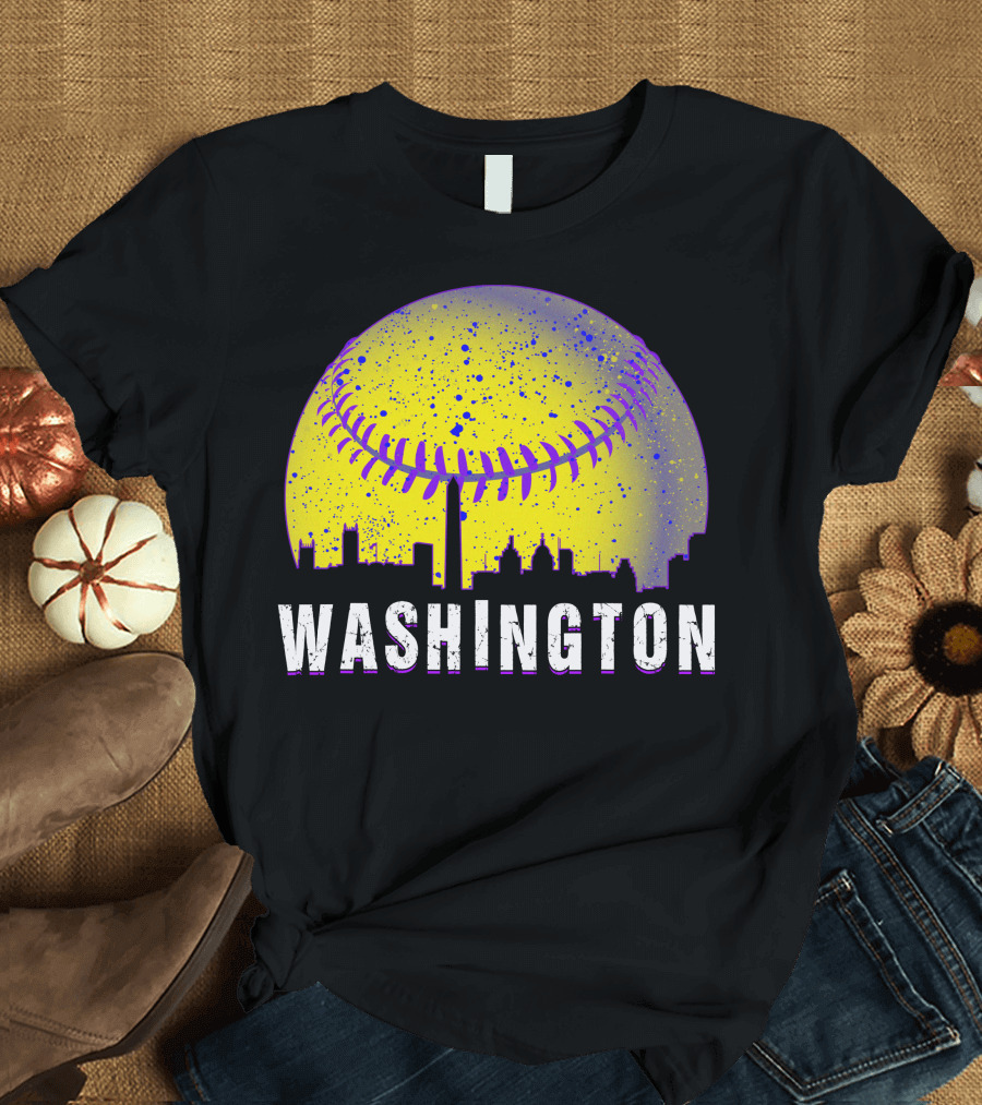 Washington Skyline Baseball City Night T-Shirt
