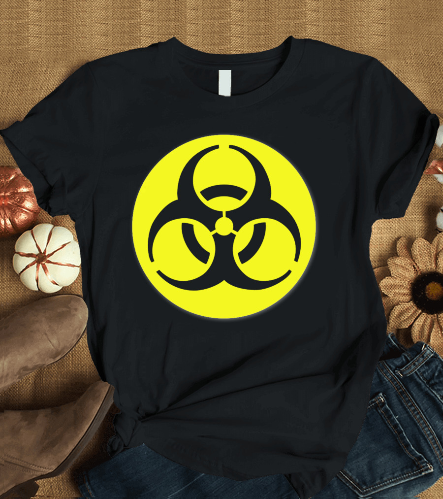 Biological Hazard Symbol Caution Yellow Warning Sign T-Shirt