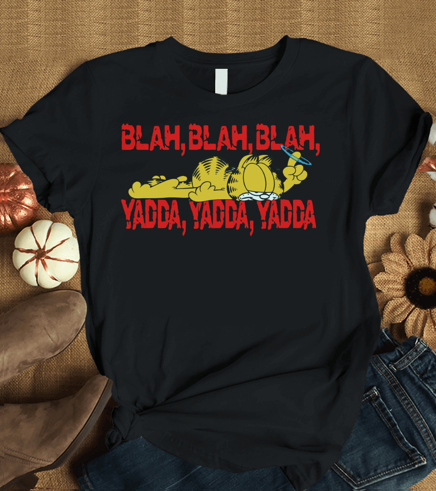 Blah Blah Blah Yadda Yadda Yadda with Comic Character Holding Flying Disc T-Shirt