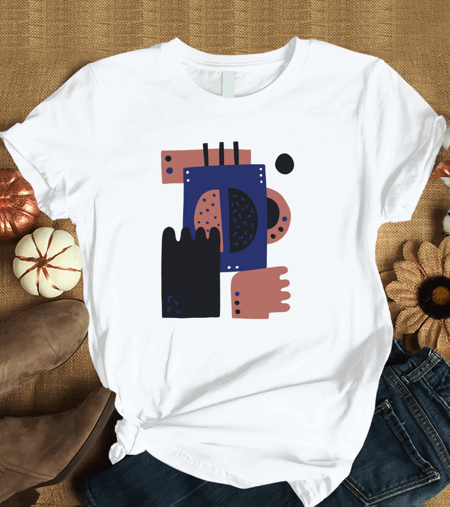 Coffee Bean Abstract Geometric Shapes T-Shirt
