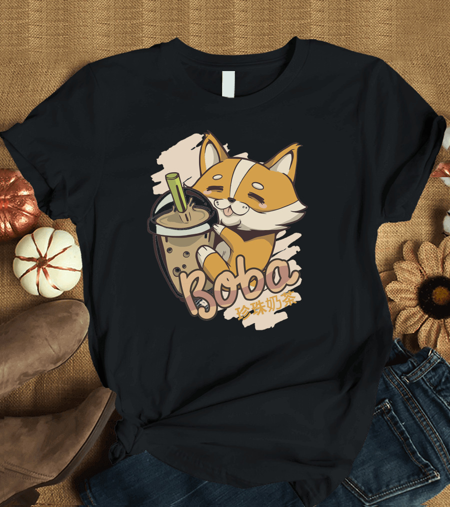 Boba Corgi Bubble Tea 珍珠奶茶 T-Shirt