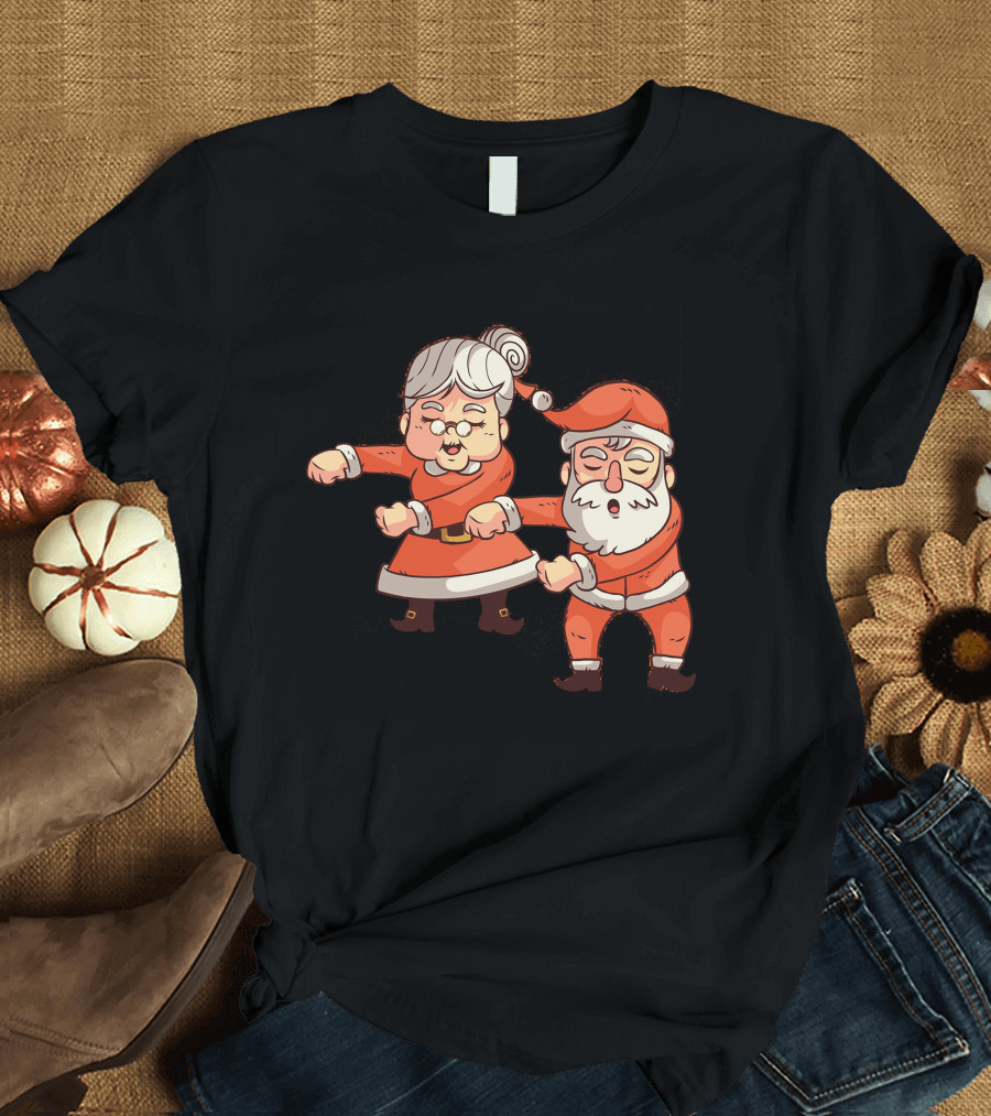 Flossing Mr and Mrs Claus Christmas Dance T-Shirt