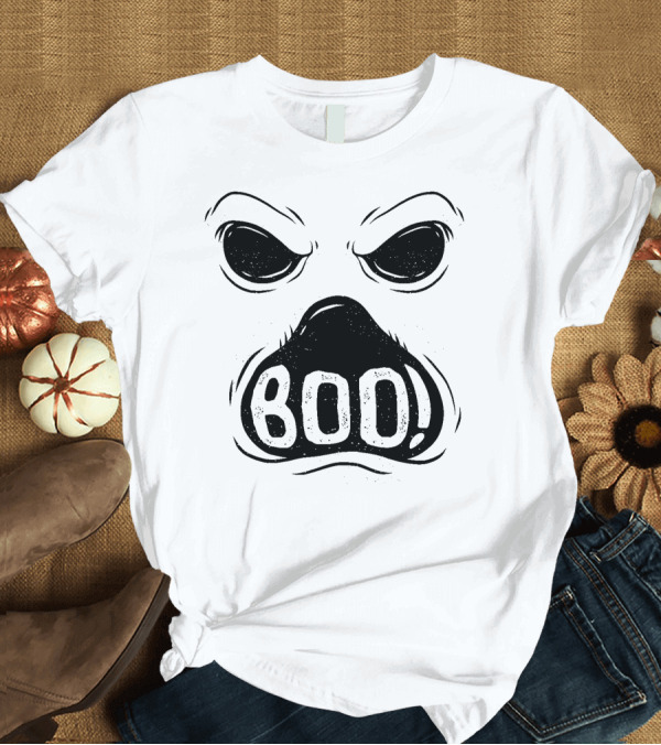 T-Shirt: BOO Ghost Face Spooky Stare T-Shirt BOO Ghost Face Spooky Stare T-Shirt