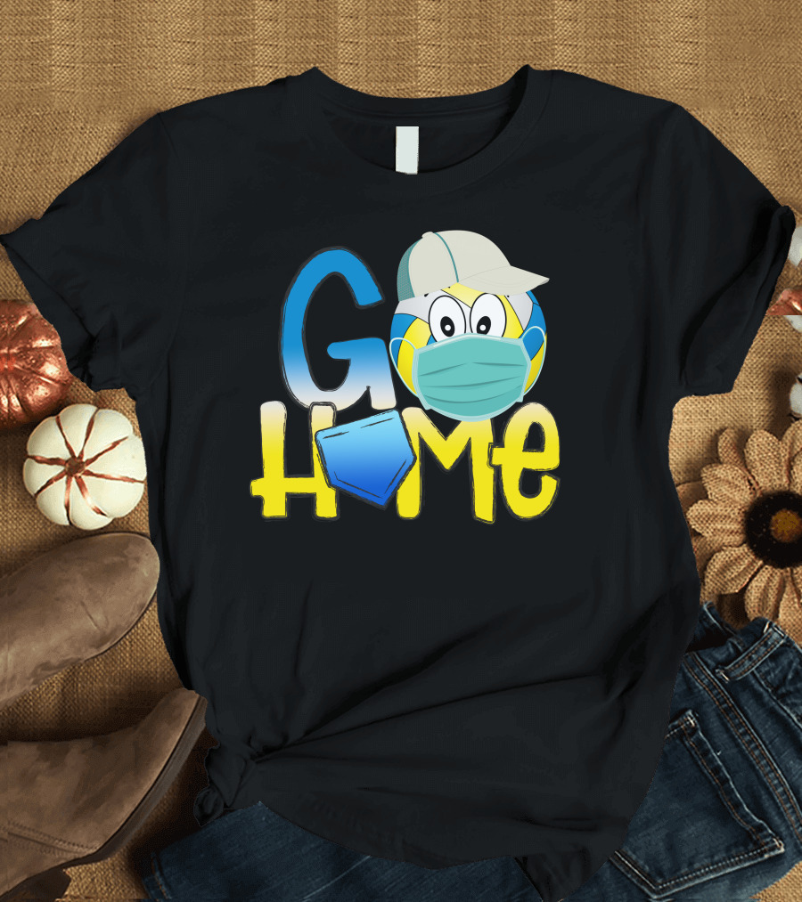 Go Home Volleyball Masked Cartoon Emoji with Hat T-Shirt