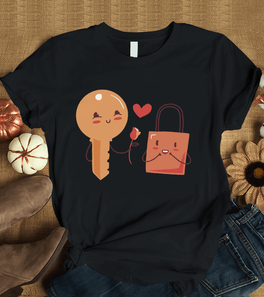 Key And Lock Love Heart Rose Romance T-Shirt