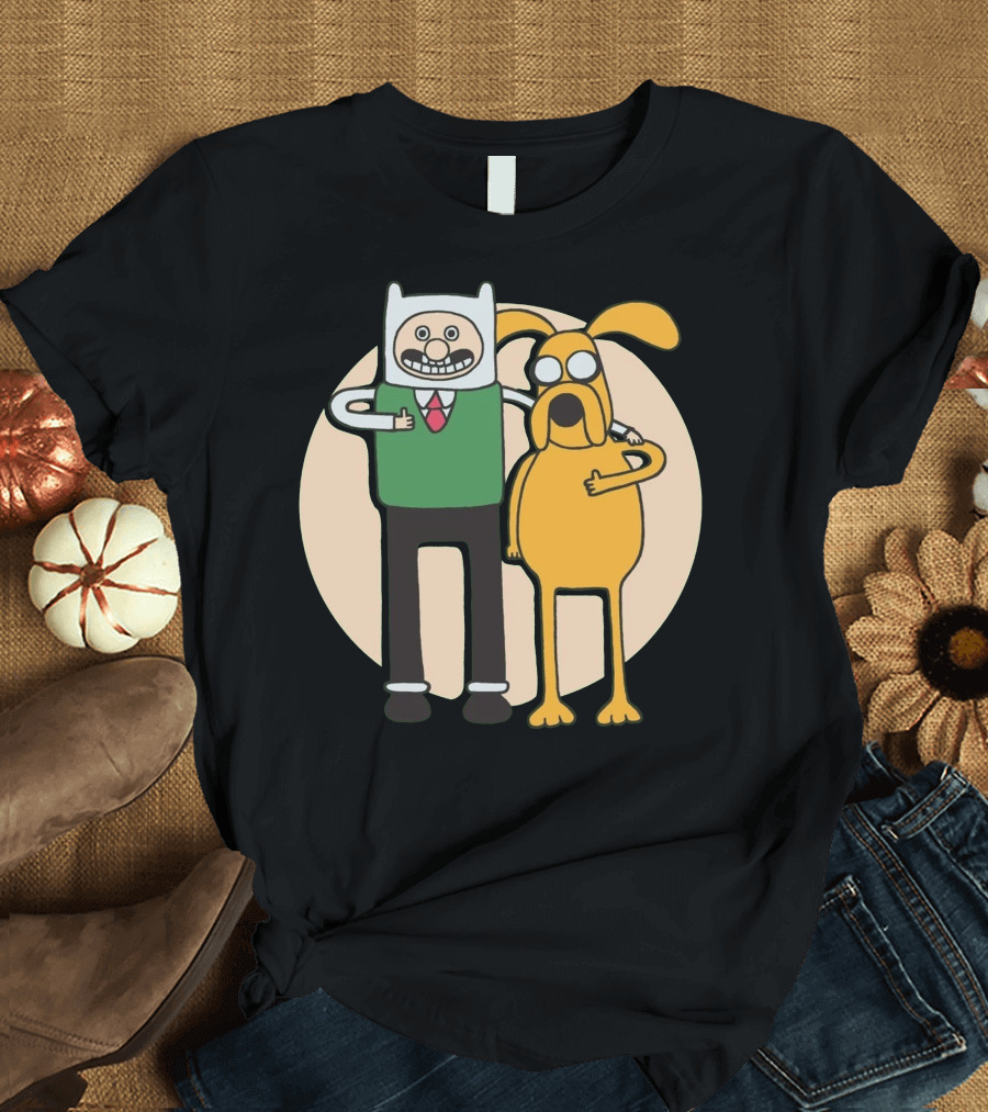 Adventure Time Finn and Jake in Rick and Morty Style Crossover T-Shirt