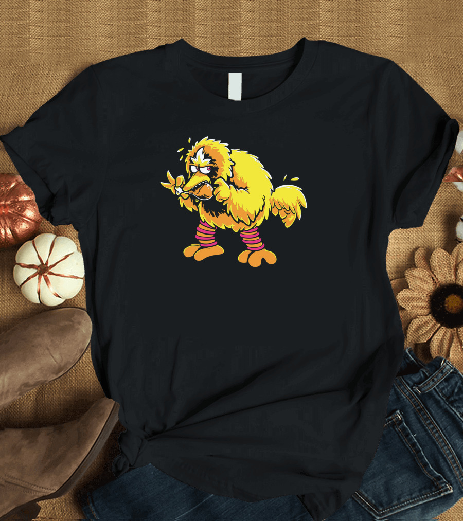 Big Fried Bird Eating Drumstick Parody Character T-Shirt