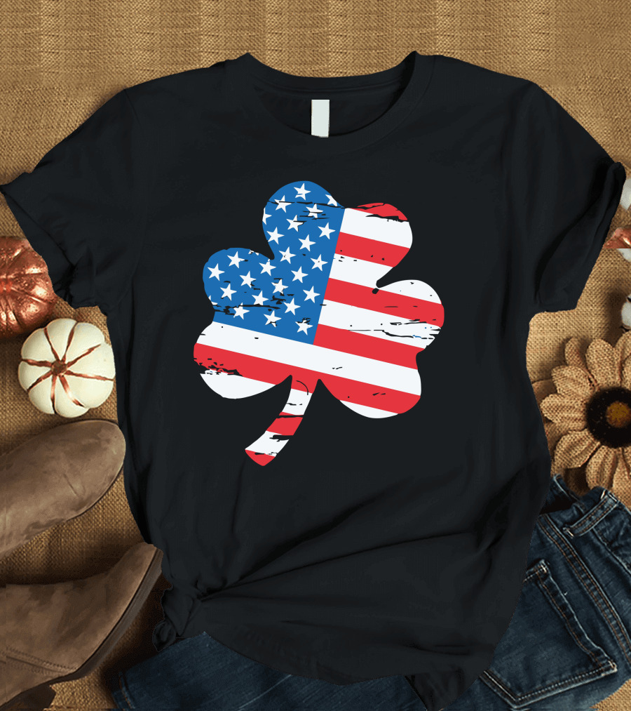 American Flag Clover USA T-Shirt