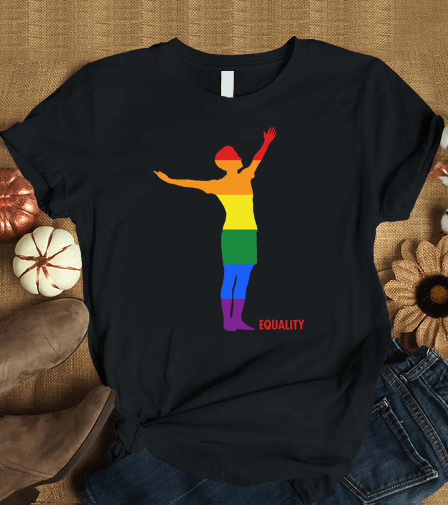 Equality Red Rainbow Silhouette Arms Raised T-Shirt