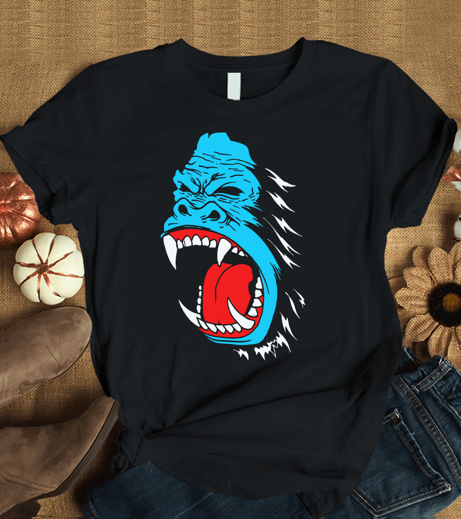 Back Off Angry Blue Gorilla Roar T-Shirt