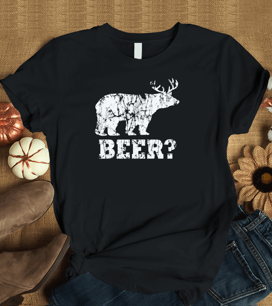 Beer Bear Antler Question Mark T-Shirt