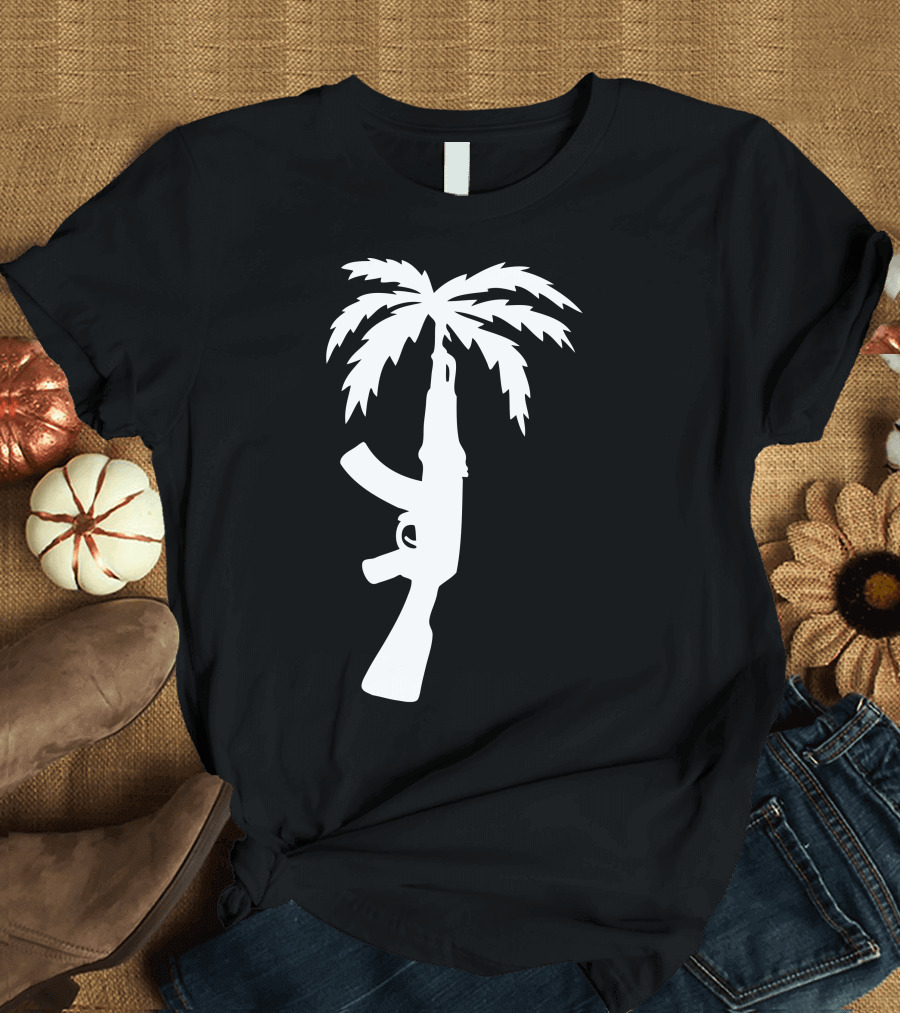 Hand Stenciled AK-47 Palm Tree Fusion T-Shirt